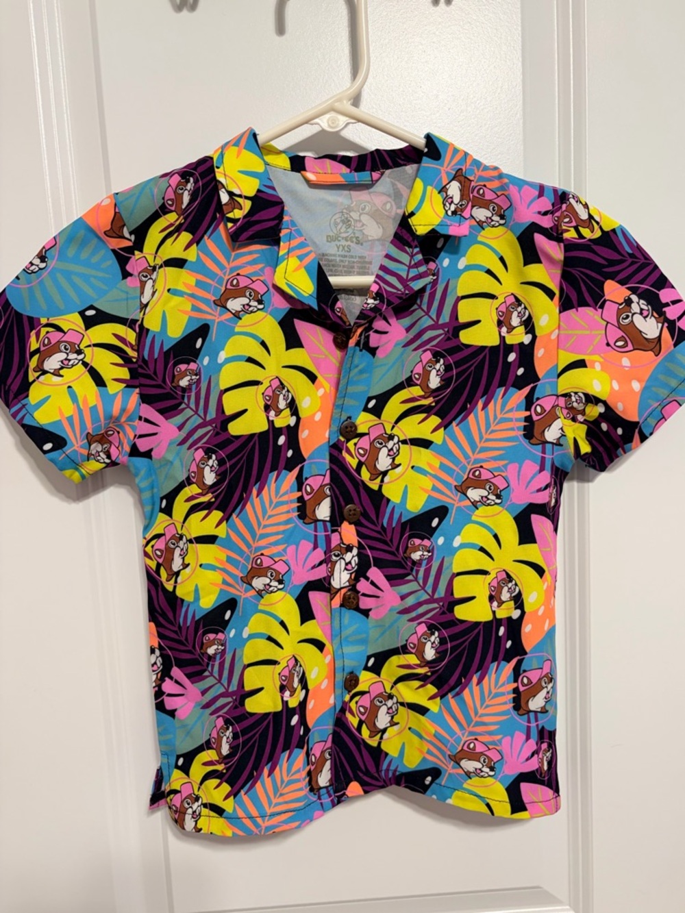 Kids Tropical Cartoon Button-Down Shirt - Multicolor BUCEES Worn Once